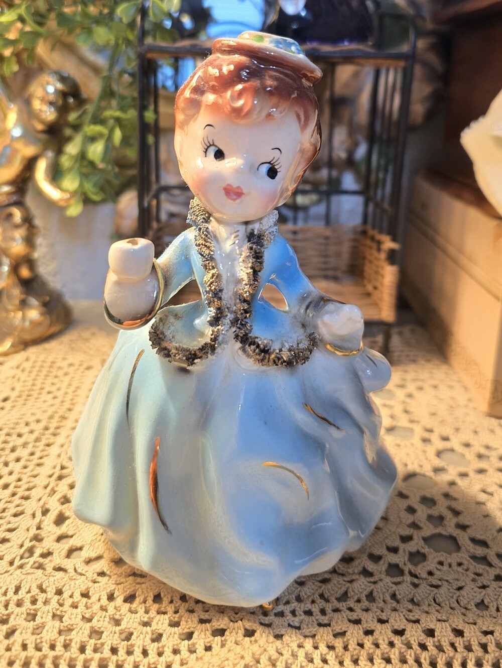 Vintage Girl Figurine Planter